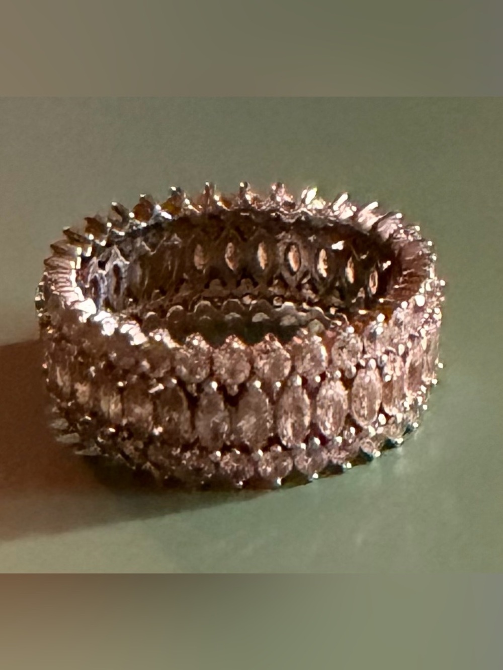 Sparkling Crystal Eternity Band Ring - Silver Tone